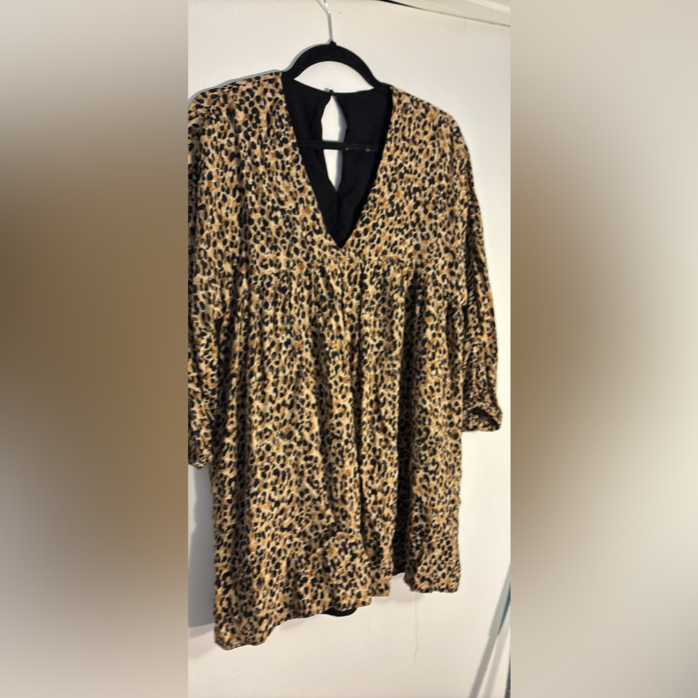 Leopard Print V-Neck Mini Dress